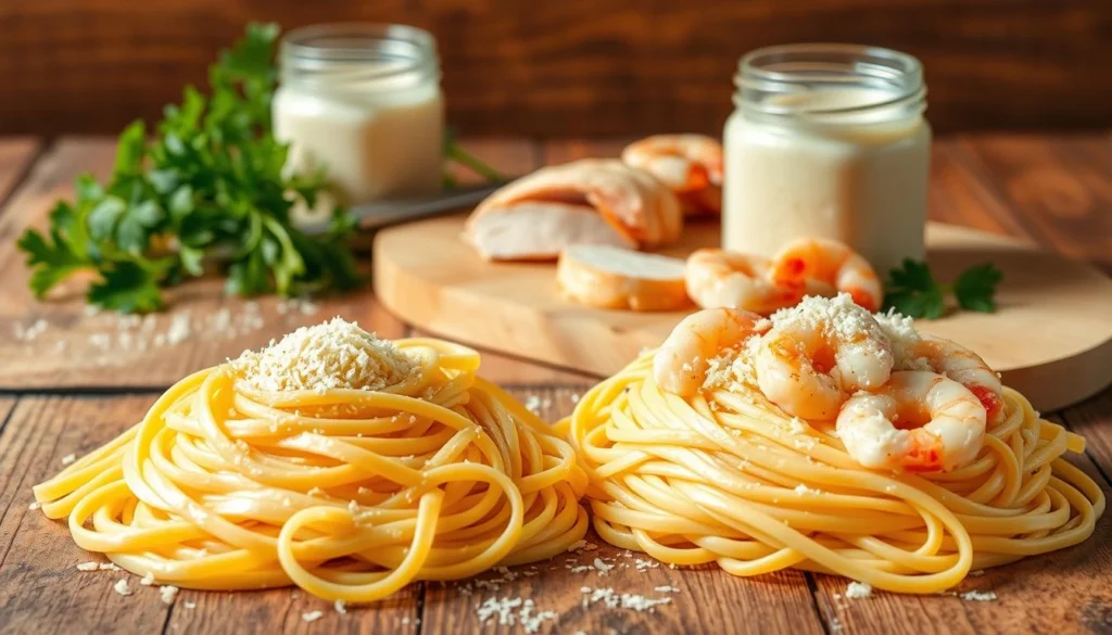 chicken and shrimp alfredo